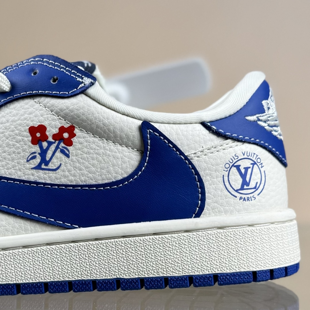 280 Travis Scott x Fragment Design x Air Jordan 1 Low SP AJ1 乔1 LV联名 白蓝花饰 低帮文化休闲板鞋 LD2028-042