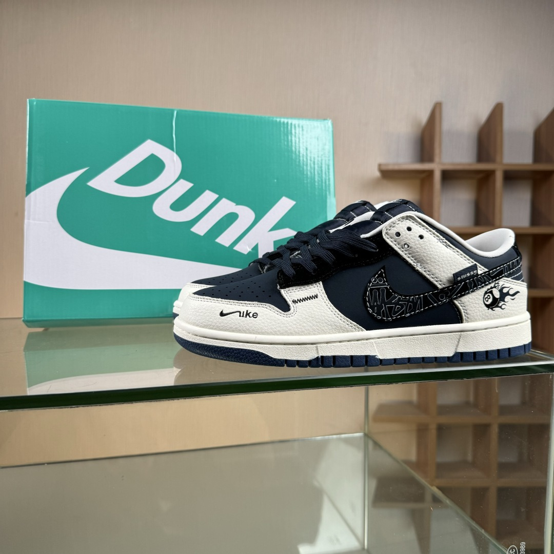 Nike SB Dunk Low 斯图西联名 米灰黑8 周年高端定制 低帮休闲板鞋 SR2025-001