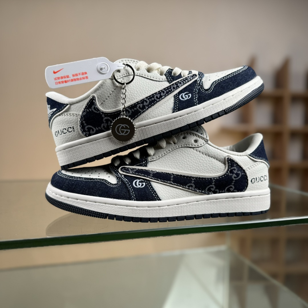 Travis Scott x Fragment Design x Air Jordan 1 Low OG SP AJ1 乔1 古驰 米蓝牛仔布 低帮文化休闲板鞋 JW1188-147
