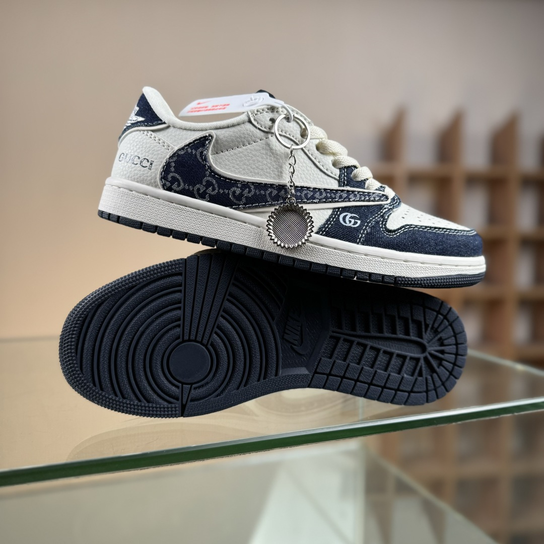 Travis Scott x Fragment Design x Air Jordan 1 Low OG SP AJ1 乔1 古驰 米蓝牛仔布 低帮文化休闲板鞋 JW1188-147