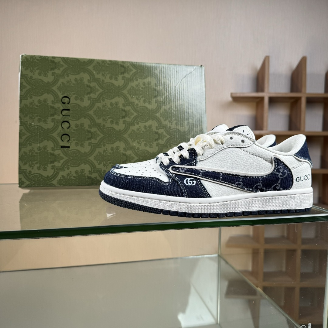 Travis Scott x Fragment Design x Air Jordan 1 Low OG SP AJ1 乔1 古驰 米蓝牛仔布 低帮文化休闲板鞋 JW1188-147