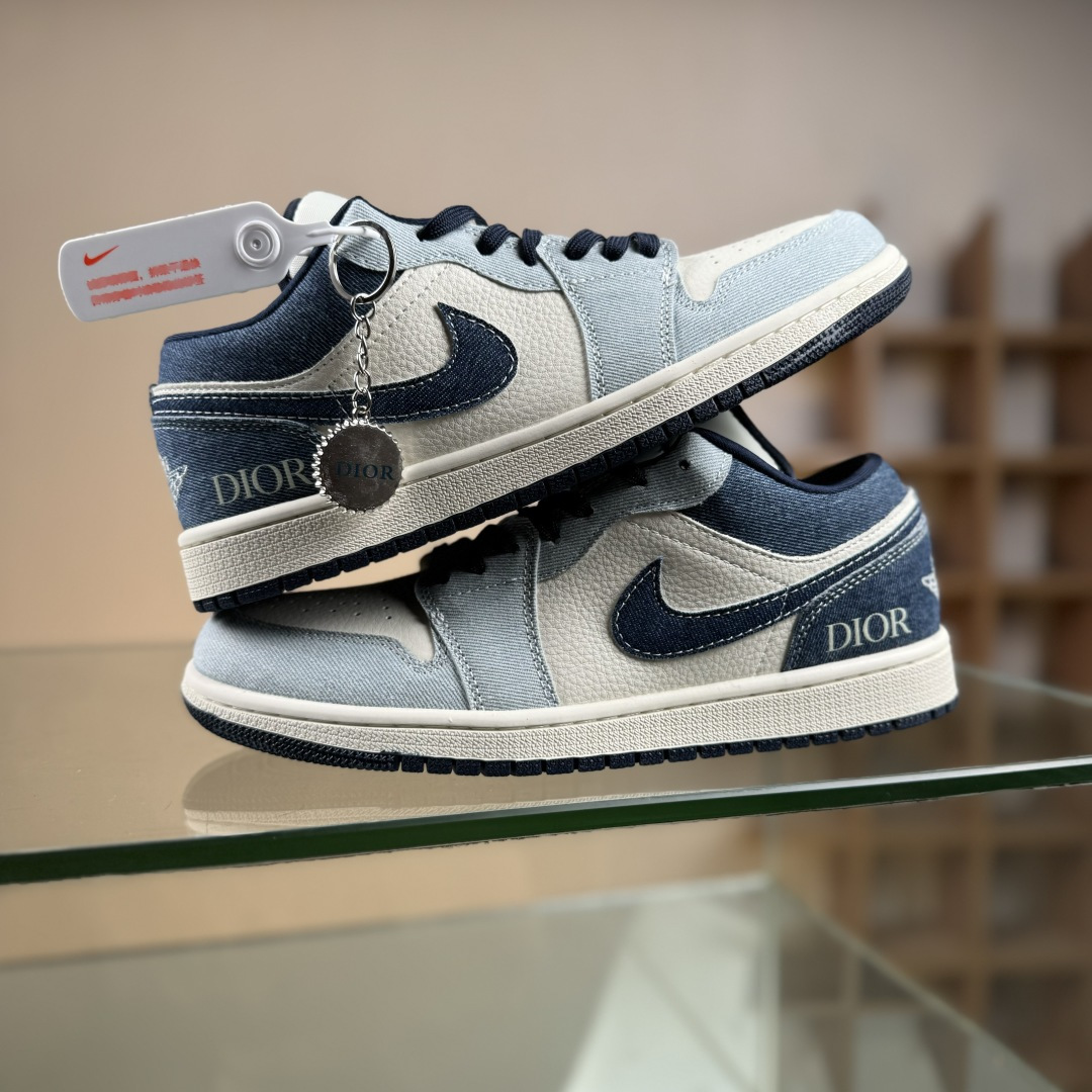 Air Jordan 1 Low AJ1 乔1 迪奥联名 复古牛仔 高端定制 低帮复古篮球鞋 QG2025-002