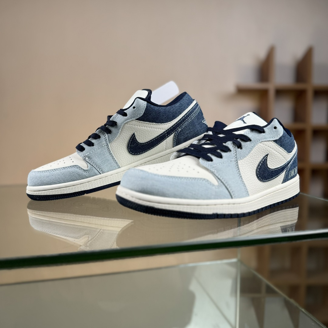 Air Jordan 1 Low AJ1 乔1 迪奥联名 复古牛仔 高端定制 低帮复古篮球鞋 QG2025-002