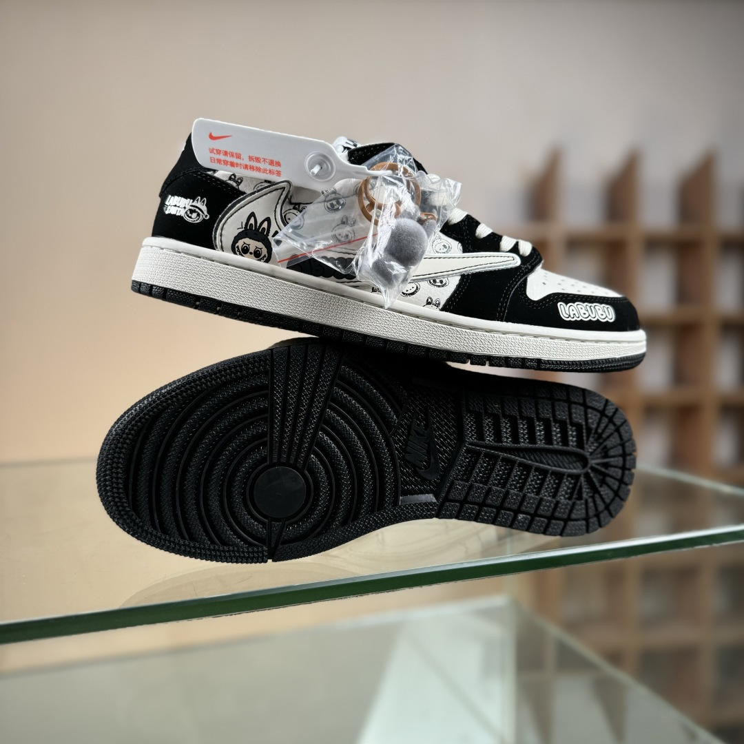 Travis Scott x Nike Air Jordan 1 Low x LABUBU Air Jordan 1 Low 反转黑白拉布布倒钩 LD2028-056