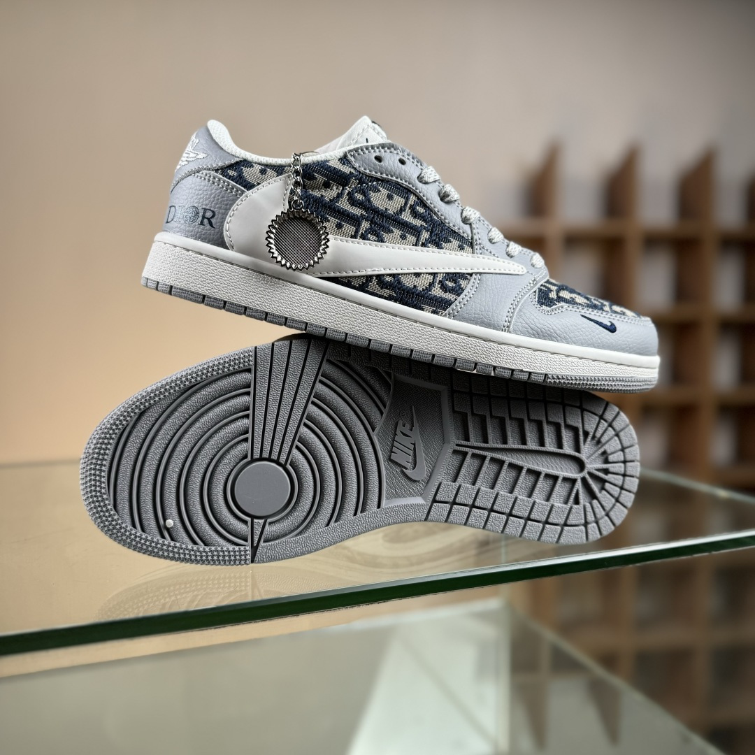 Travis Scott x Fragment Design x Air Jordan 1 Low OG SP AJ1 乔1 迪奥联名 经典灰花纹 低帮文化休闲板鞋 DZ5899-004