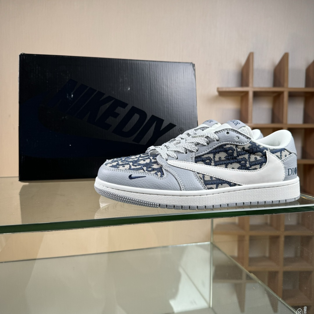 Travis Scott x Fragment Design x Air Jordan 1 Low OG SP AJ1 乔1 迪奥联名 经典灰花纹 低帮文化休闲板鞋 DZ5899-004