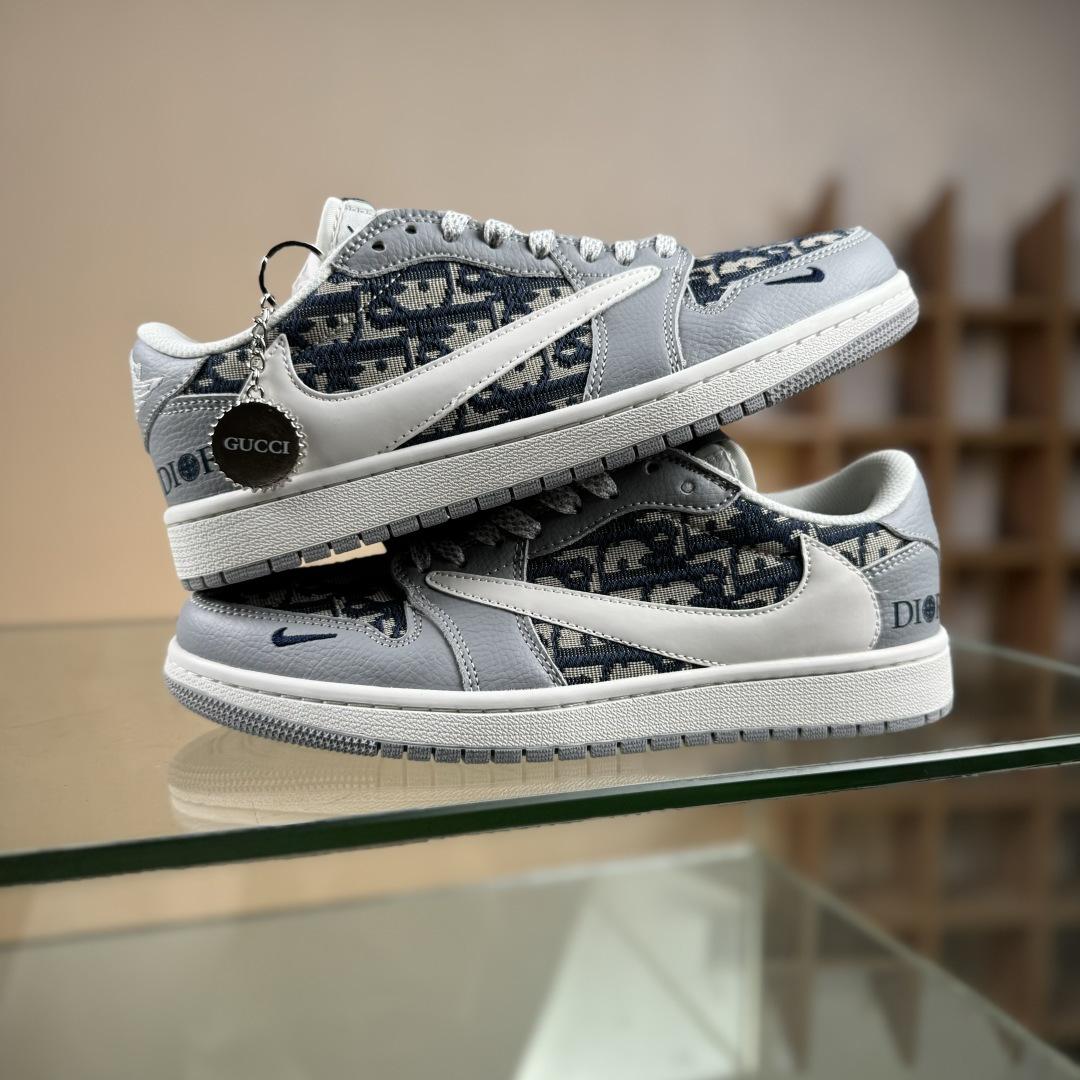 Travis Scott x Fragment Design x Air Jordan 1 Low OG SP AJ1 乔1 迪奥联名 经典灰花纹 低帮文化休闲板鞋 DZ5899-004