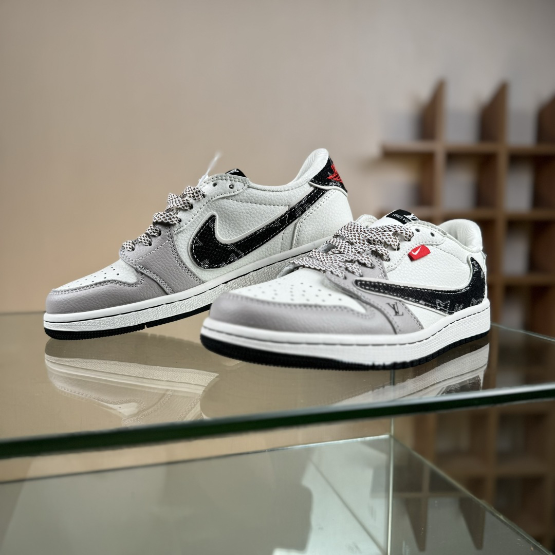 Travis Scott x Fragment Design x Air Jordan 1 Low OG SP AJ1 乔1 LV联名 米黑牛仔 低帮文化休闲板鞋 JW1188-143