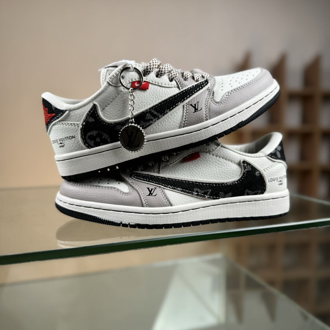 Travis Scott x Fragment Design x Air Jordan 1 Low OG SP AJ1 乔1 LV联名 米黑牛仔 低帮文化休闲板鞋 JW1188-143