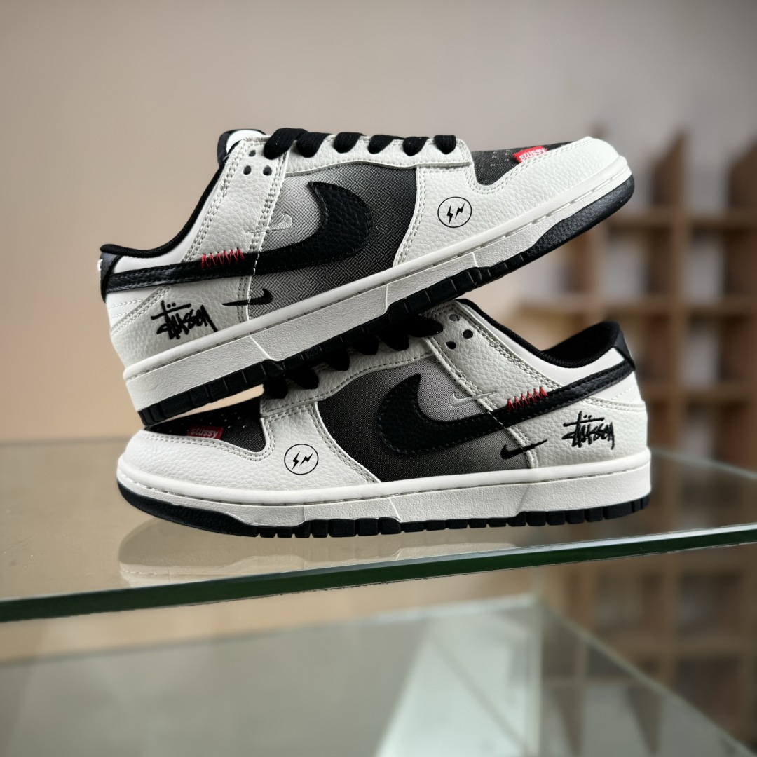 Nike SB Dunk Low 斯图西联名 闪电渐变米黑 周年高端定制 低帮休闲板鞋 QW5836-020