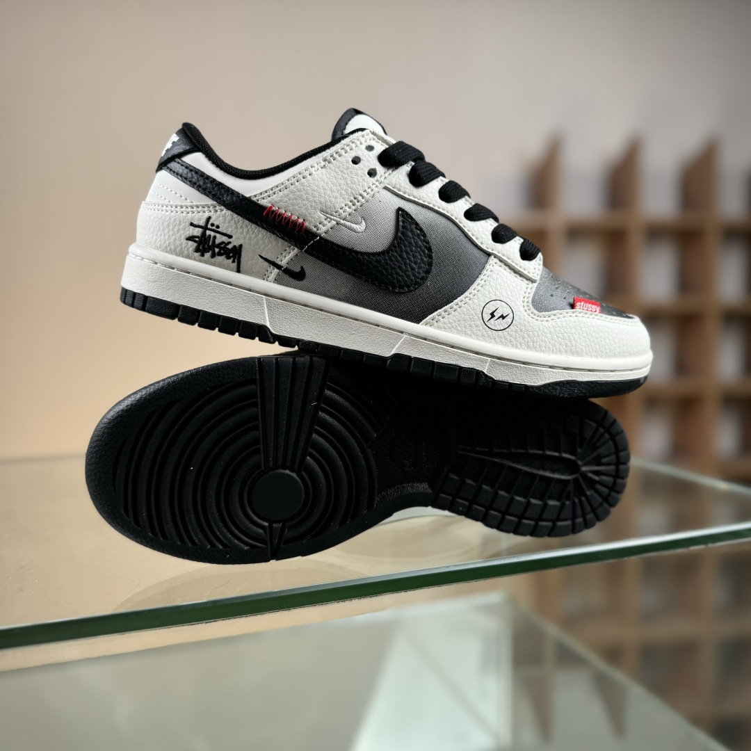 Nike SB Dunk Low 斯图西联名 闪电渐变米黑 周年高端定制 低帮休闲板鞋 QW5836-020