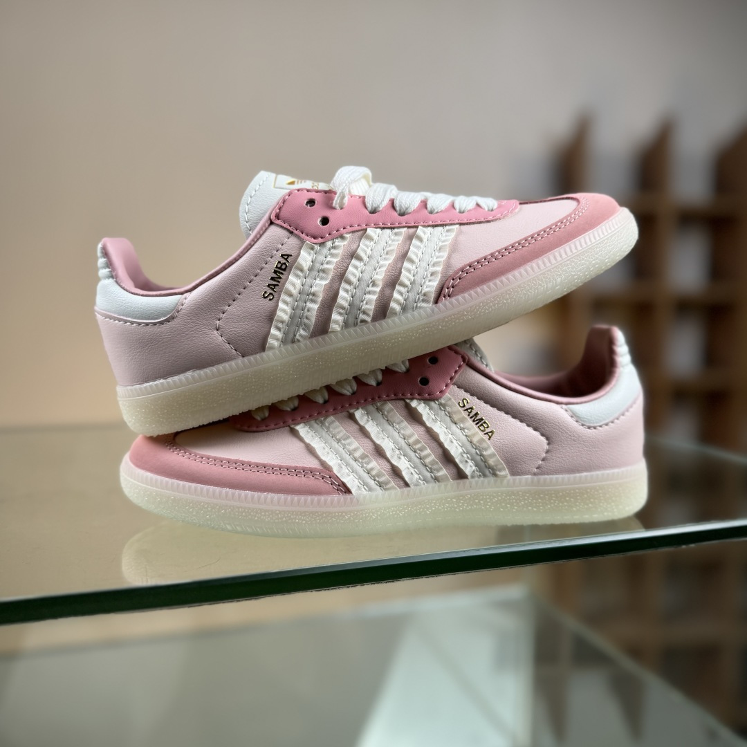 Adidas三叶草SAMBA OG 粉白 休闲板鞋 JR8830