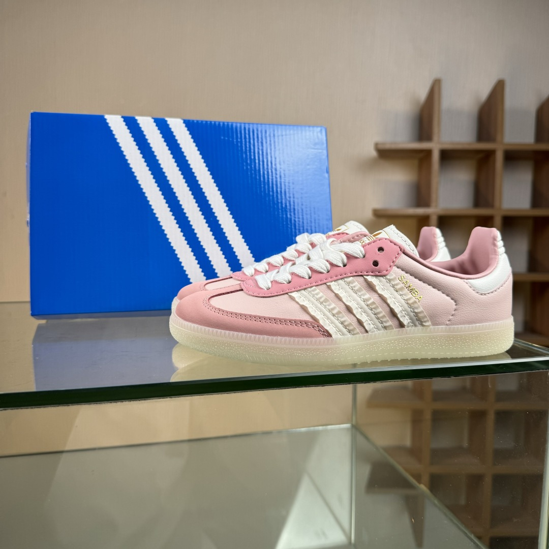 Adidas三叶草SAMBA OG 粉白 休闲板鞋 JR8830
