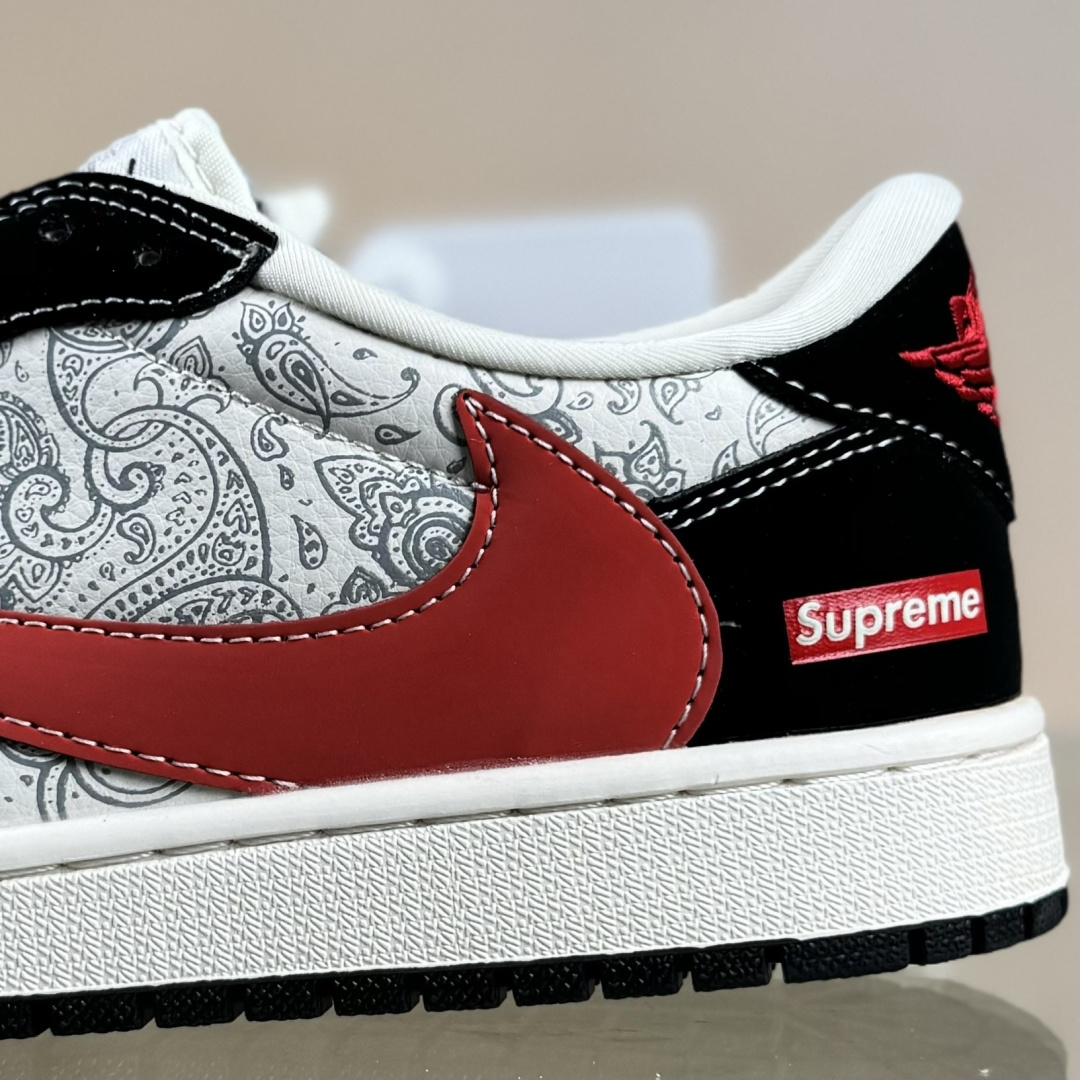 Travis Scott x Fragment Design x Air Jordan 1 Low OG SP AJ1 乔1 Supreme联名 花雕红勾 低帮文化休闲板鞋 LD2025-035