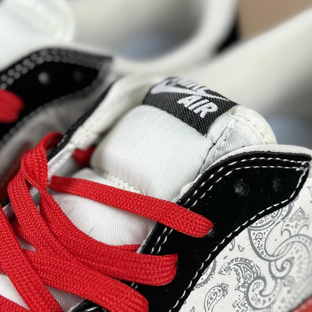 Travis Scott x Fragment Design x Air Jordan 1 Low OG SP AJ1 乔1 Supreme联名 花雕红勾 低帮文化休闲板鞋 LD2025-035