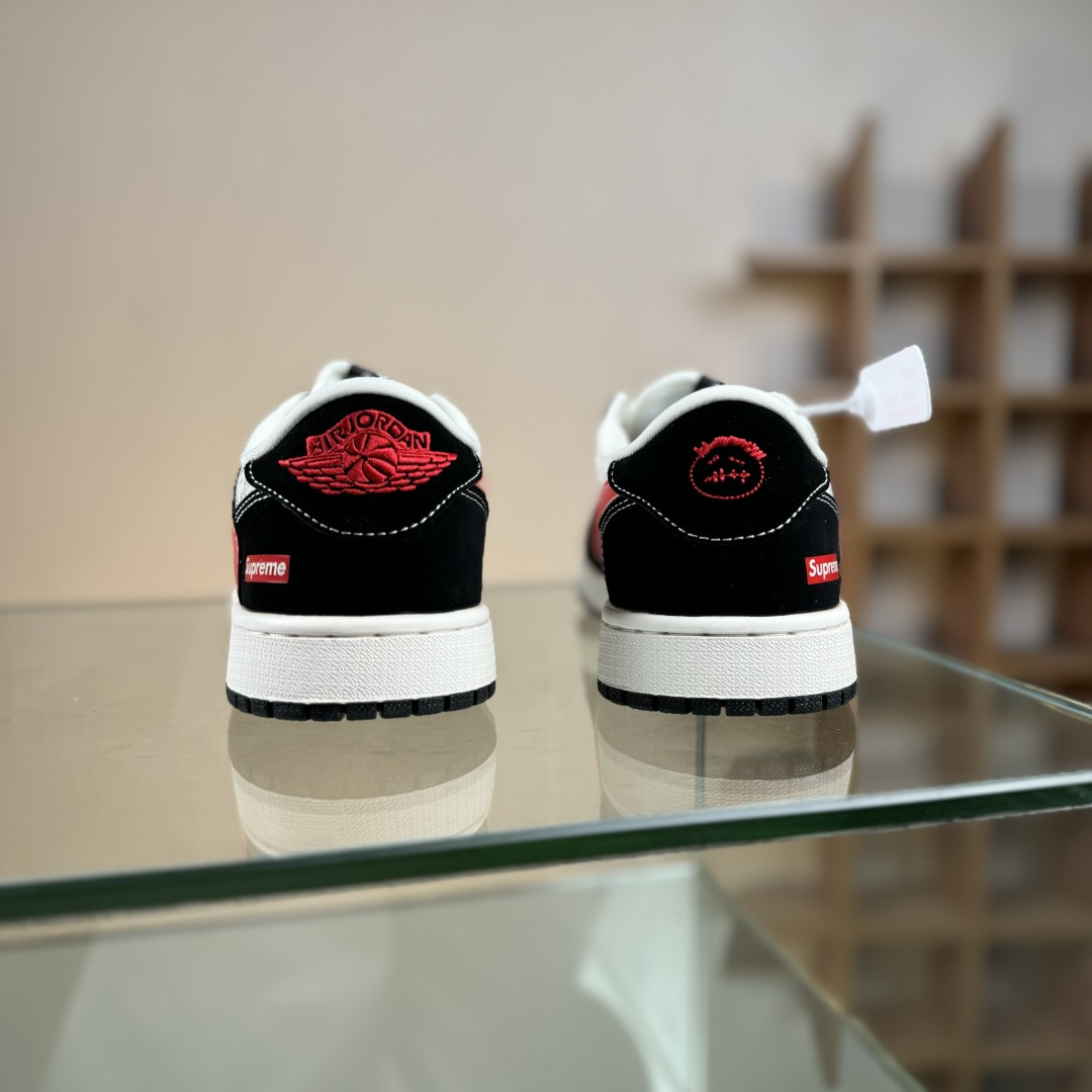 Travis Scott x Fragment Design x Air Jordan 1 Low OG SP AJ1 乔1 Supreme联名 花雕红勾 低帮文化休闲板鞋 LD2025-035