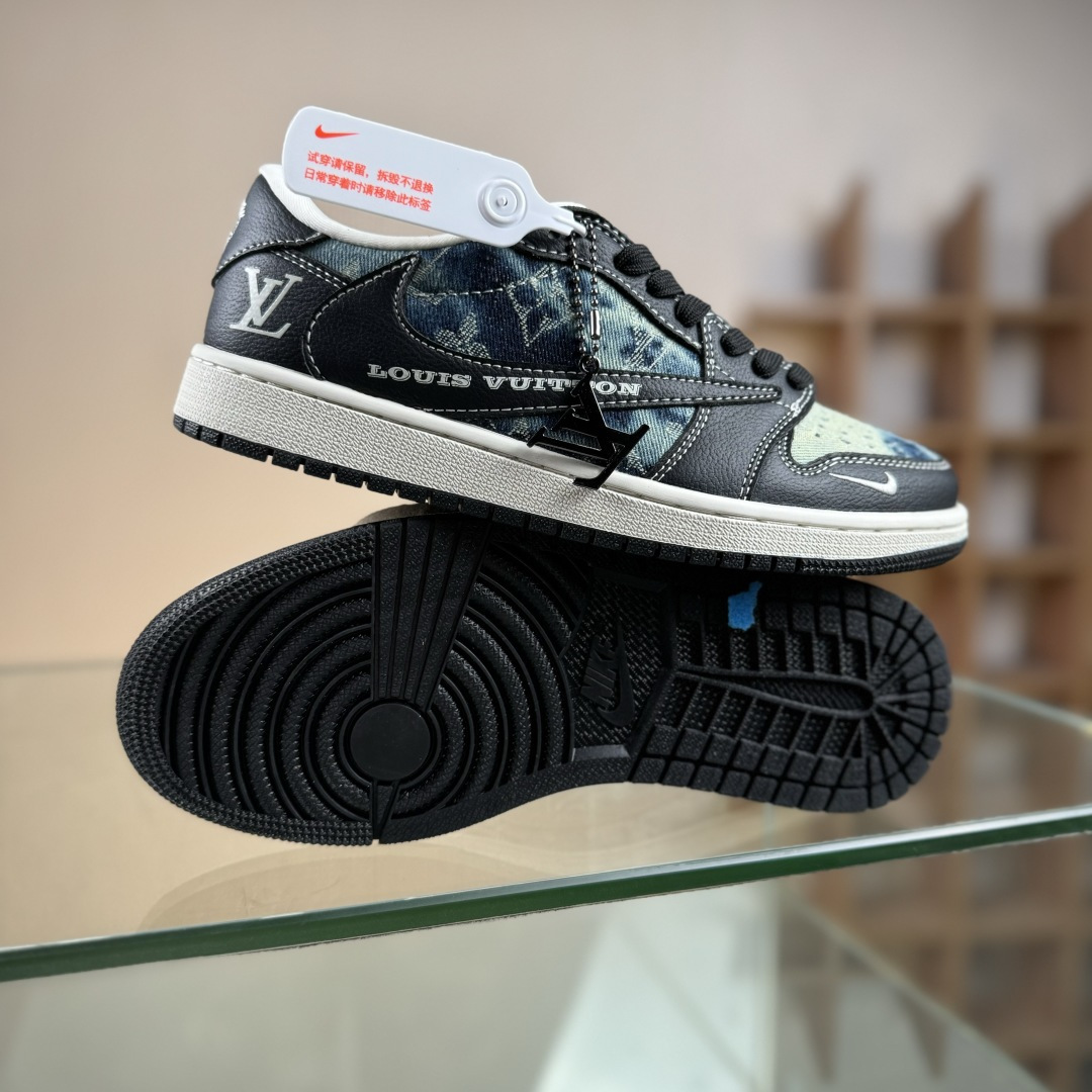 Travis Scott x Fragment Design x Air Jordan 1 Low OG SP AJ1 乔1 LV联名 复古牛仔 低帮文化休闲板鞋 LD2028-045