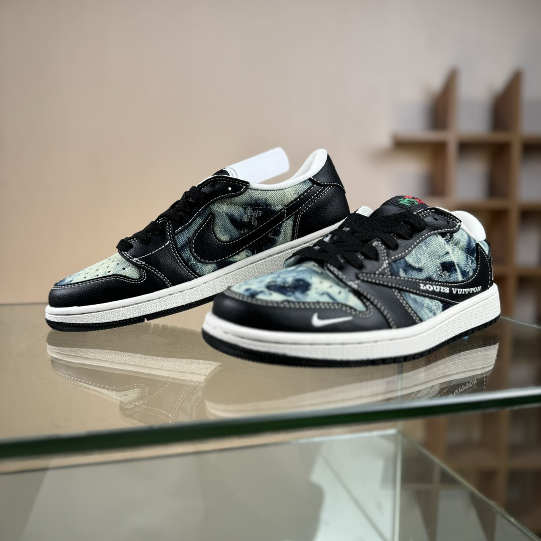 Travis Scott x Fragment Design x Air Jordan 1 Low OG SP AJ1 乔1 LV联名 复古牛仔 低帮文化休闲板鞋 LD2028-045