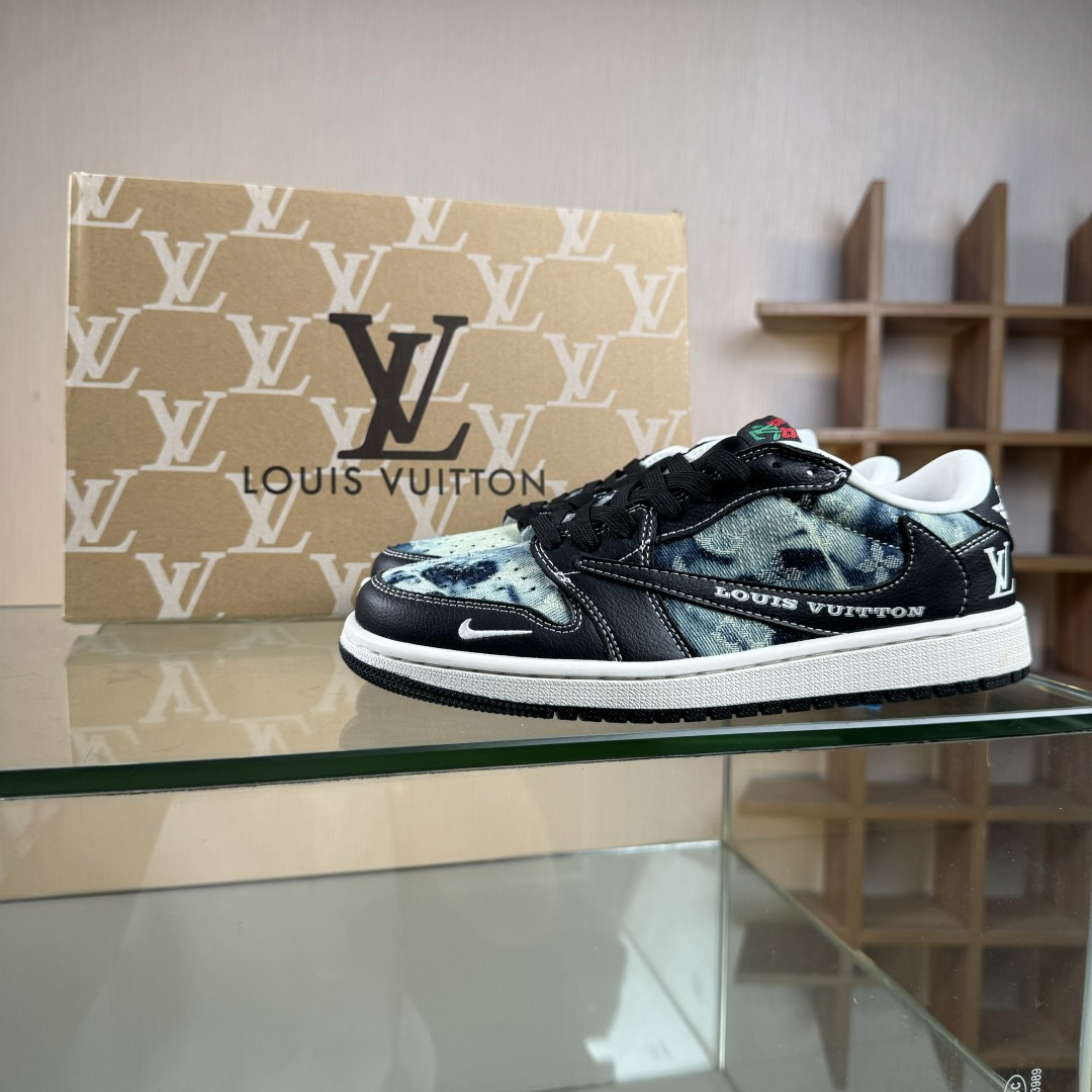 Travis Scott x Fragment Design x Air Jordan 1 Low OG SP AJ1 乔1 LV联名 复古牛仔 低帮文化休闲板鞋 LD2028-045