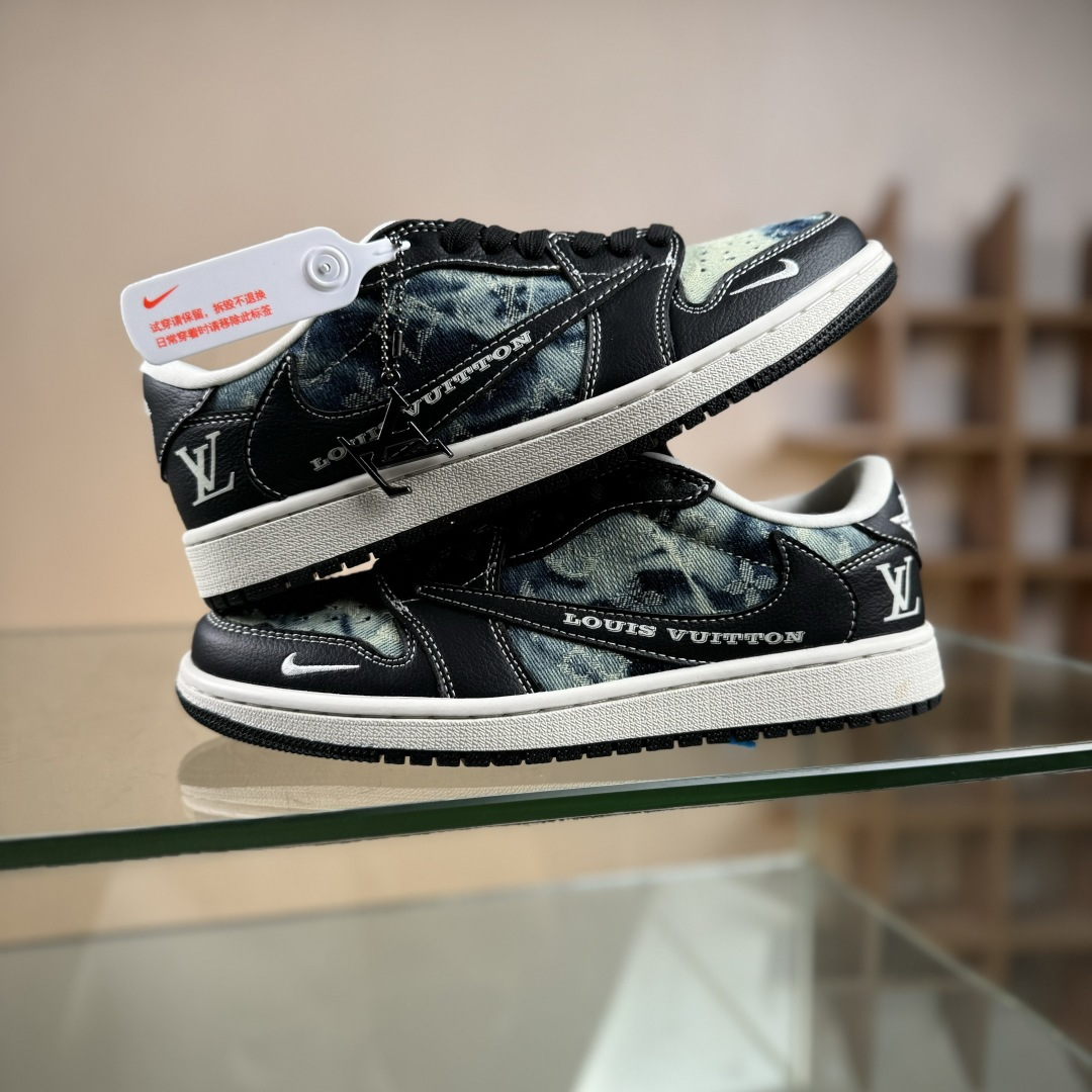 Travis Scott x Fragment Design x Air Jordan 1 Low OG SP AJ1 乔1 LV联名 复古牛仔 低帮文化休闲板鞋 LD2028-045