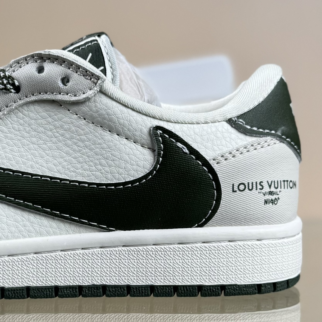 Travis Scott x Fragment Design x Air Jordan 1 Low OG SP AJ1 乔1 LV联名 米白军绿树纹 低帮文化休闲板鞋 JW1188-150