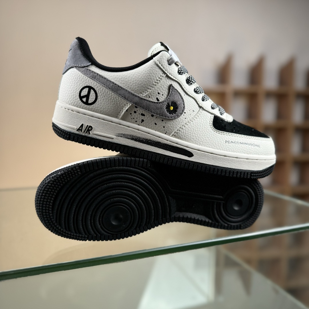 Nike Air Force 1'07 Low 权志龙联名 雏菊米黑灰 空军一号低帮休闲板鞋 QW5606-265