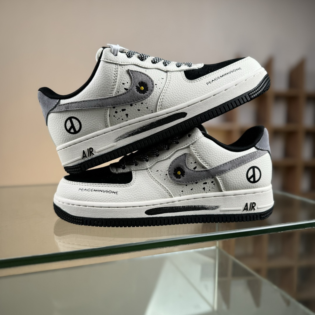 Nike Air Force 1'07 Low 权志龙联名 雏菊米黑灰 空军一号低帮休闲板鞋 QW5606-265