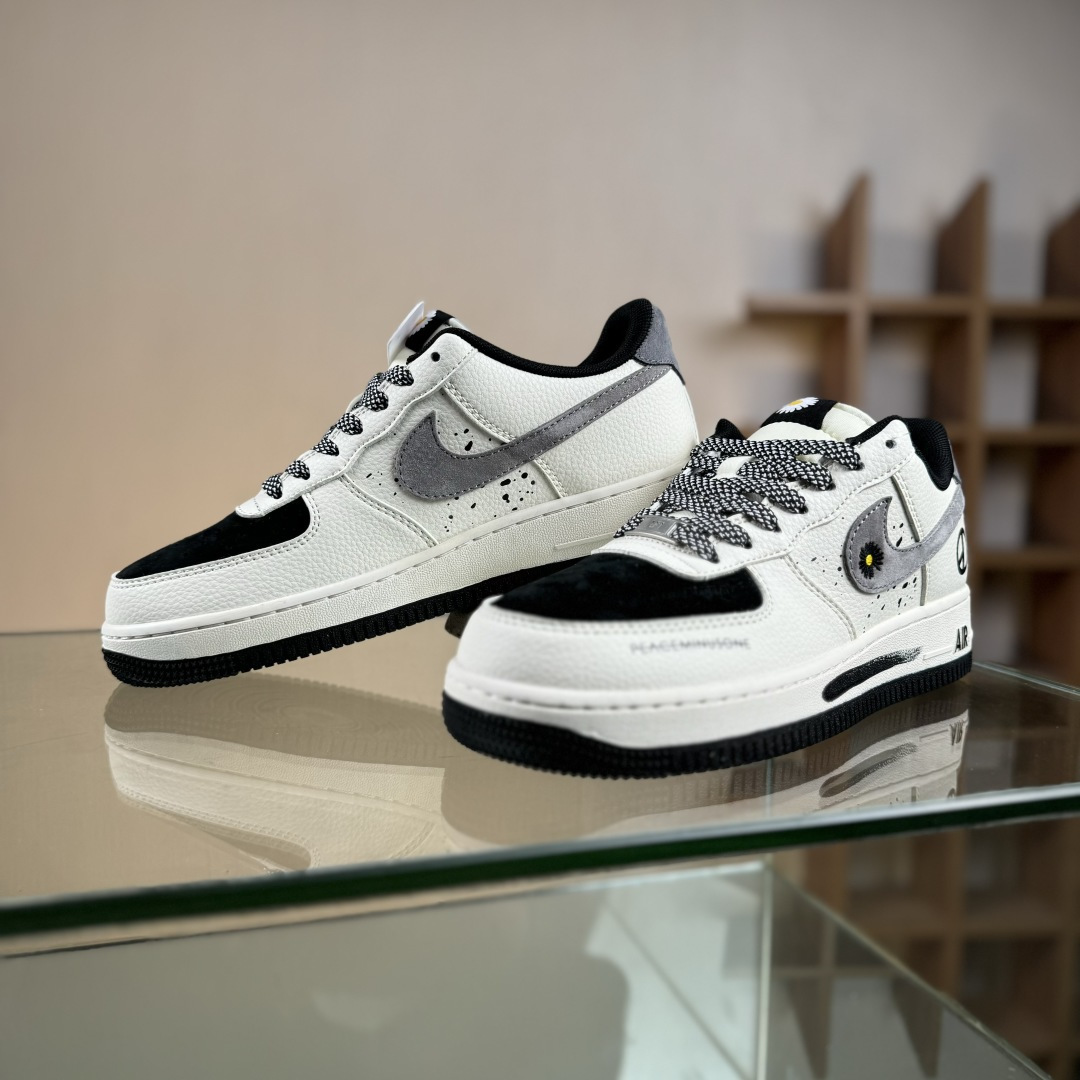 Nike Air Force 1'07 Low 权志龙联名 雏菊米黑灰 空军一号低帮休闲板鞋 QW5606-265
