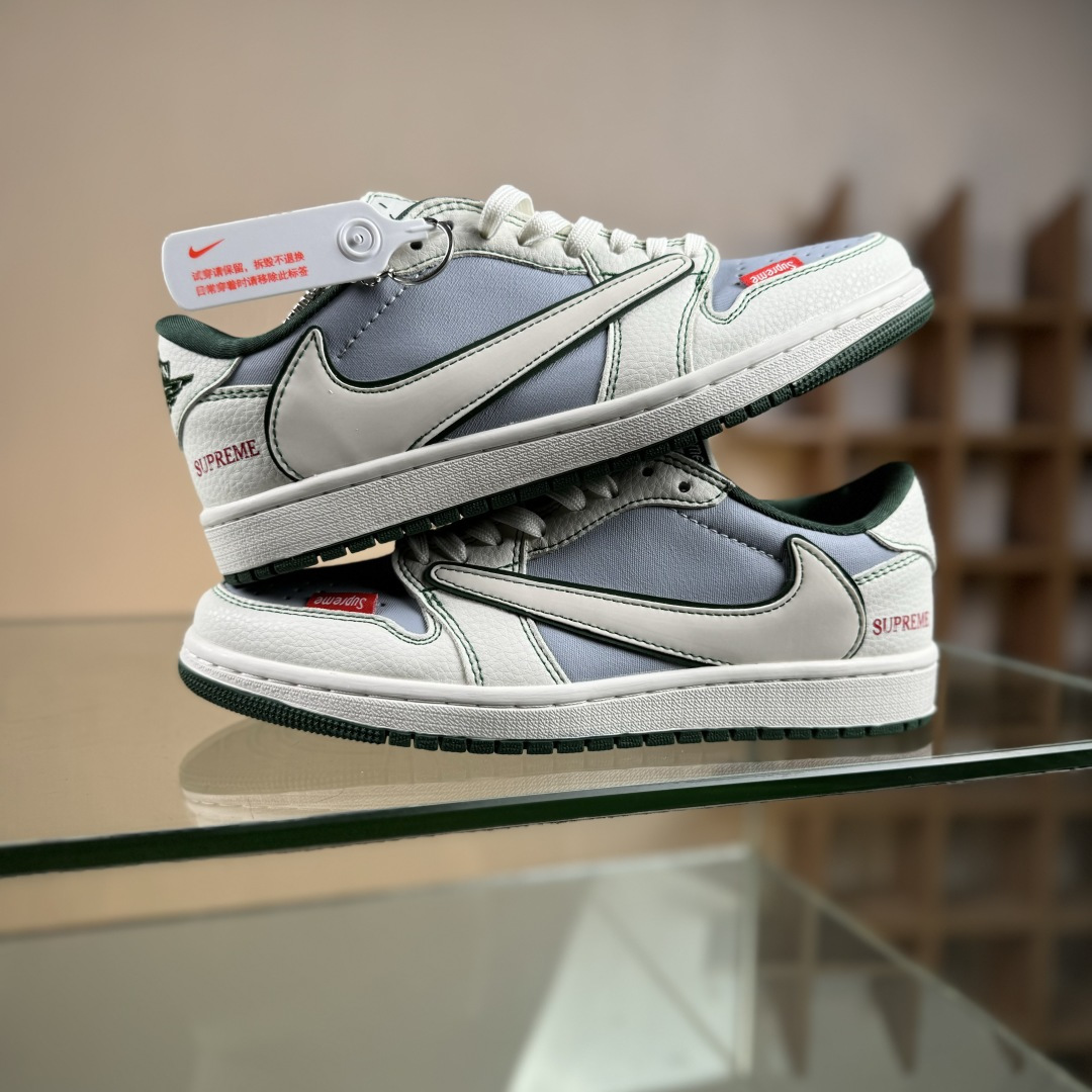 Travis Scott x Fragment Design x Air Jordan 1 Low OG SP AJ1 乔1 Supreme联名 米灰军绿 低帮文化休闲板鞋 JW1188-149