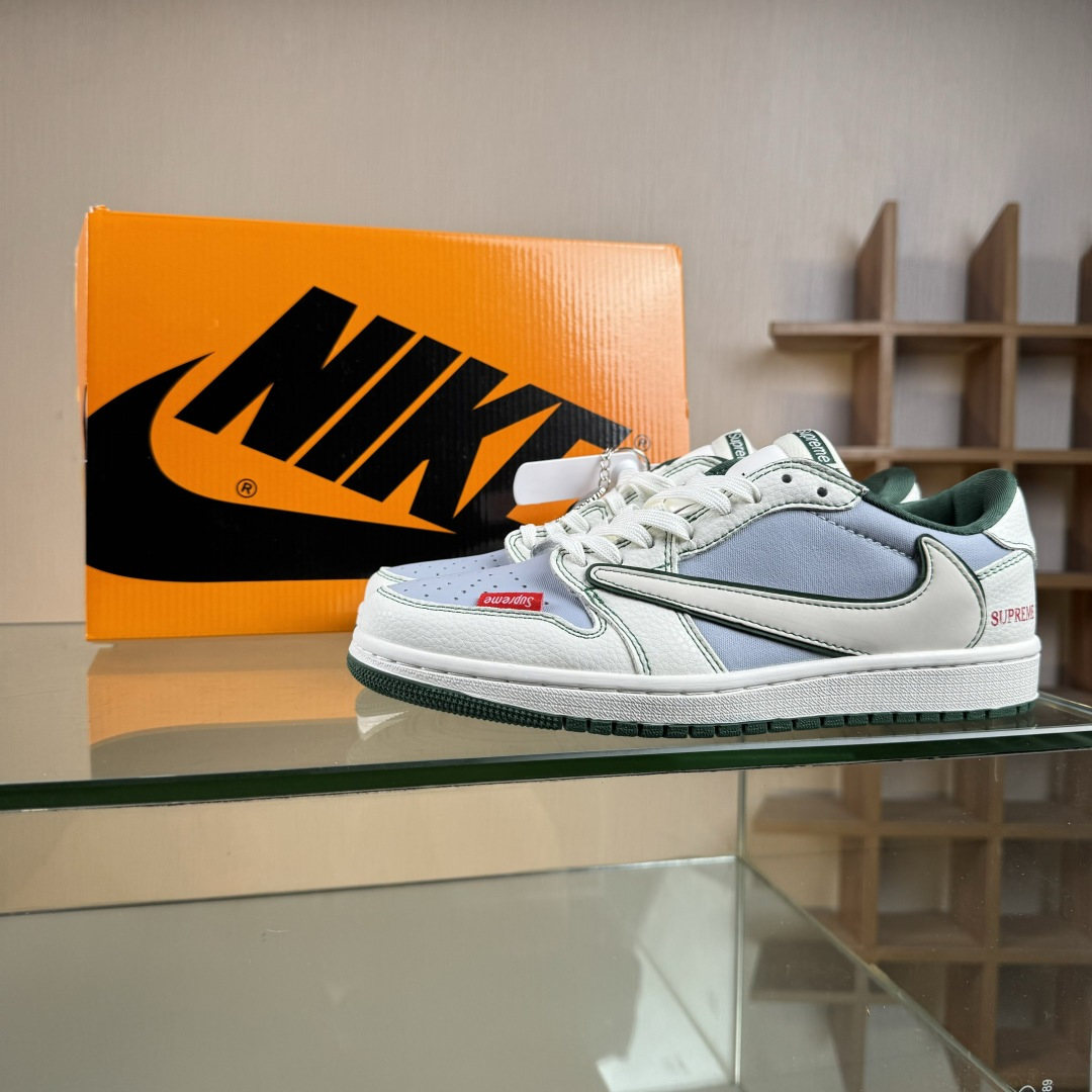 Travis Scott x Fragment Design x Air Jordan 1 Low OG SP AJ1 乔1 Supreme联名 米灰军绿 低帮文化休闲板鞋 JW1188-149