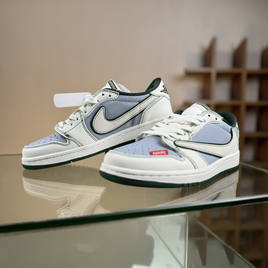 Travis Scott x Fragment Design x Air Jordan 1 Low OG SP AJ1 乔1 Supreme联名 米灰军绿 低帮文化休闲板鞋 JW1188-149