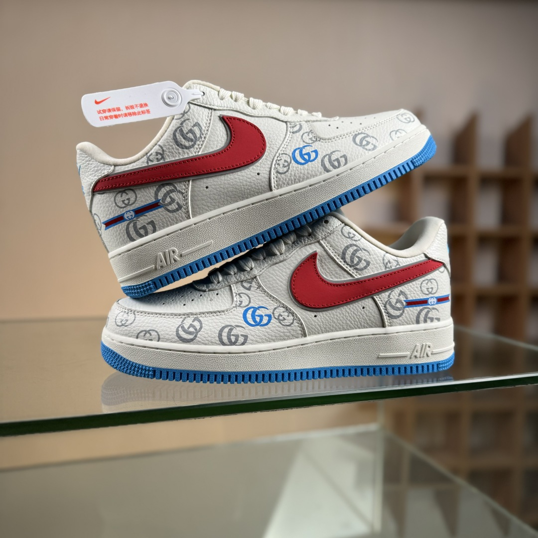 Nike Air Force 1'07 Low 古驰联名 白红蓝 空军一号低帮休闲板鞋 SC0601-572