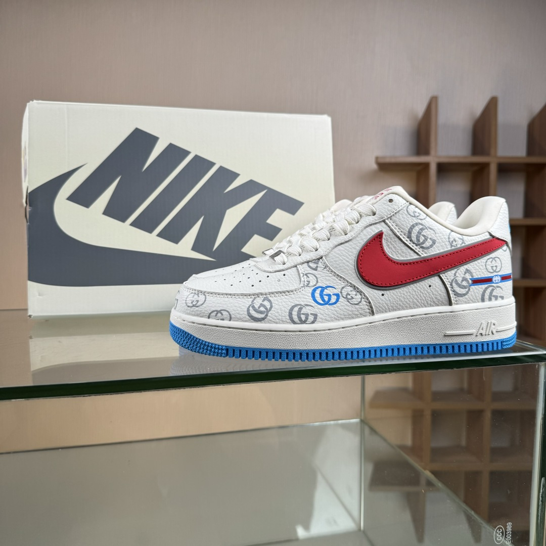 Nike Air Force 1'07 Low 古驰联名 白红蓝 空军一号低帮休闲板鞋 SC0601-572