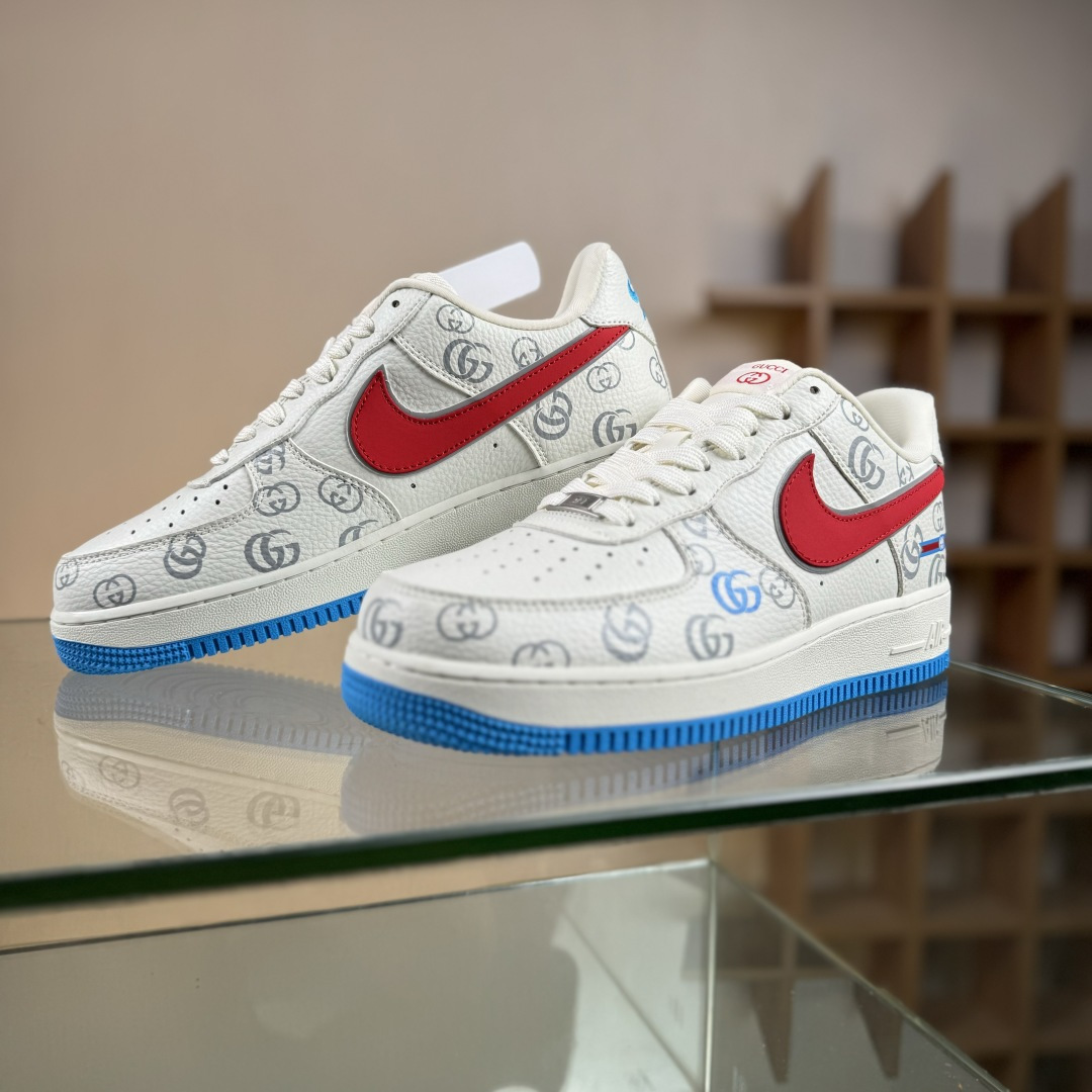 Nike Air Force 1'07 Low 古驰联名 白红蓝 空军一号低帮休闲板鞋 SC0601-572