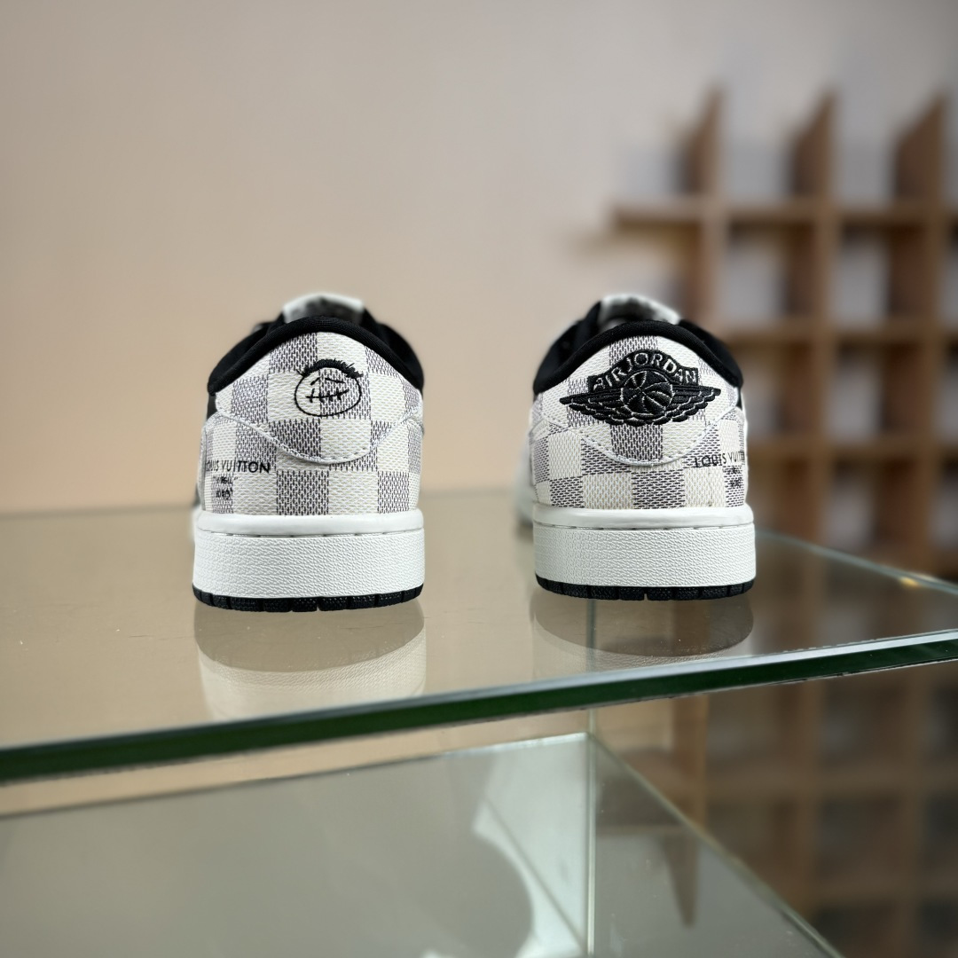 Travis Scott x Fragment Design x Air Jordan 1 Low OG SP AJ1 乔1 LV联名 格纹雾灰 低帮文化休闲板鞋 SC0601-050