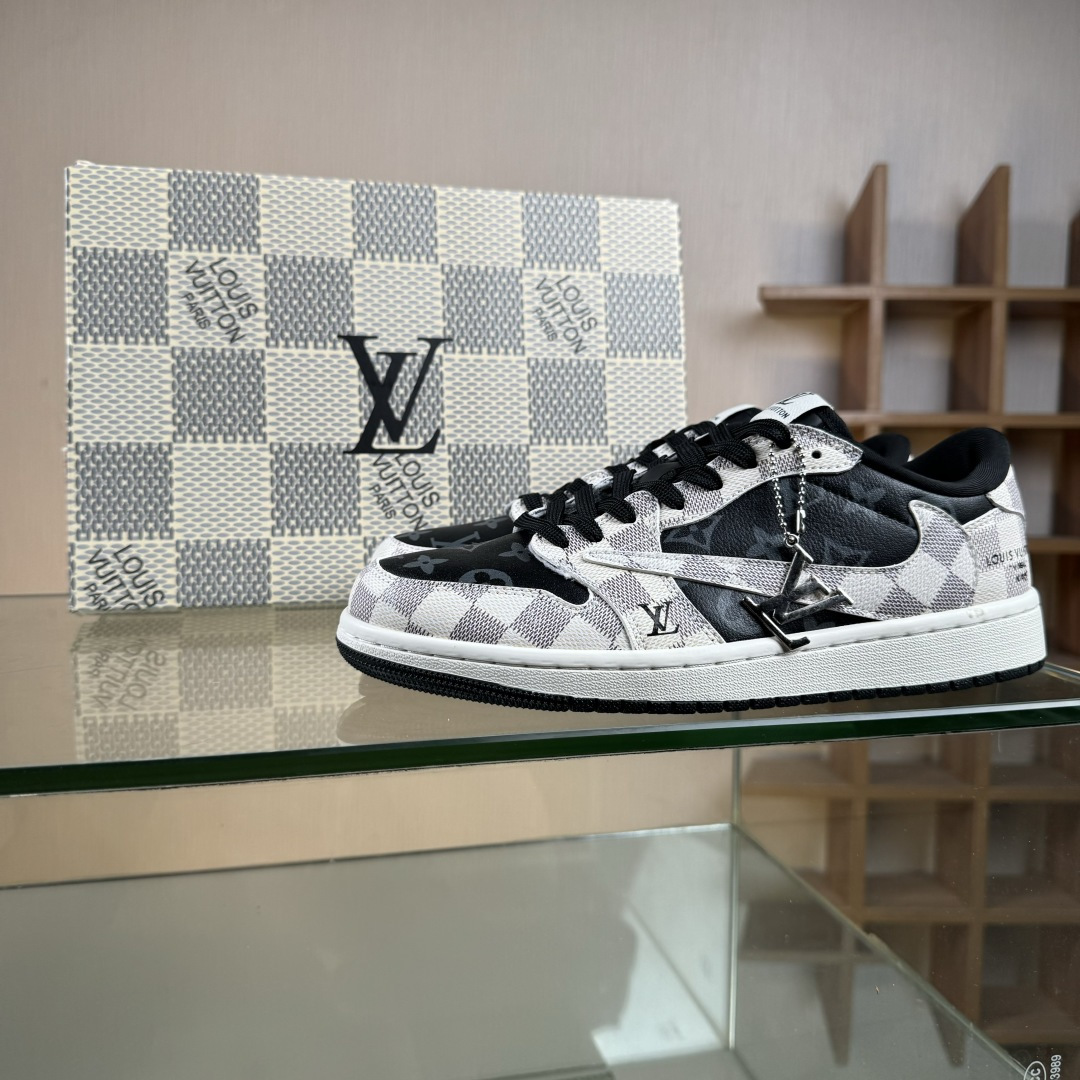 Travis Scott x Fragment Design x Air Jordan 1 Low OG SP AJ1 乔1 LV联名 格纹雾灰 低帮文化休闲板鞋 SC0601-050