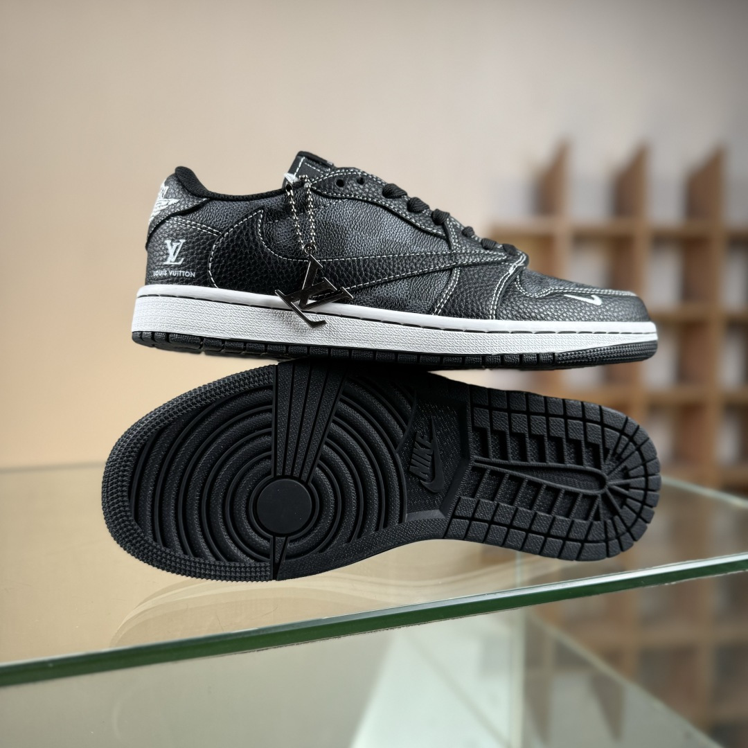 Travis Scott x Fragment Design x Air Jordan 1 Low OG SP AJ1 乔1 LV联名 黑方格荔纹 低帮文化休闲板鞋 DZ5899-008