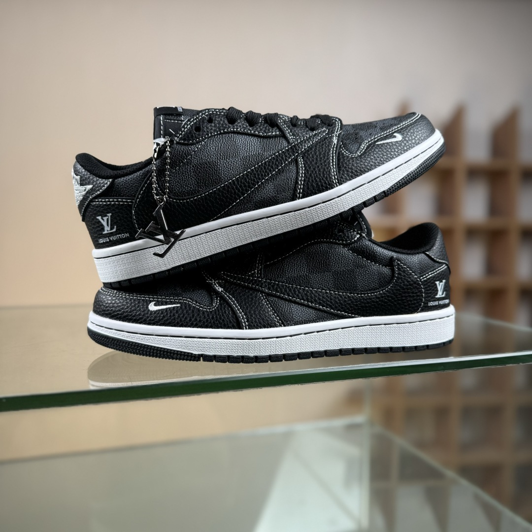 Travis Scott x Fragment Design x Air Jordan 1 Low OG SP AJ1 乔1 LV联名 黑方格荔纹 低帮文化休闲板鞋 DZ5899-008