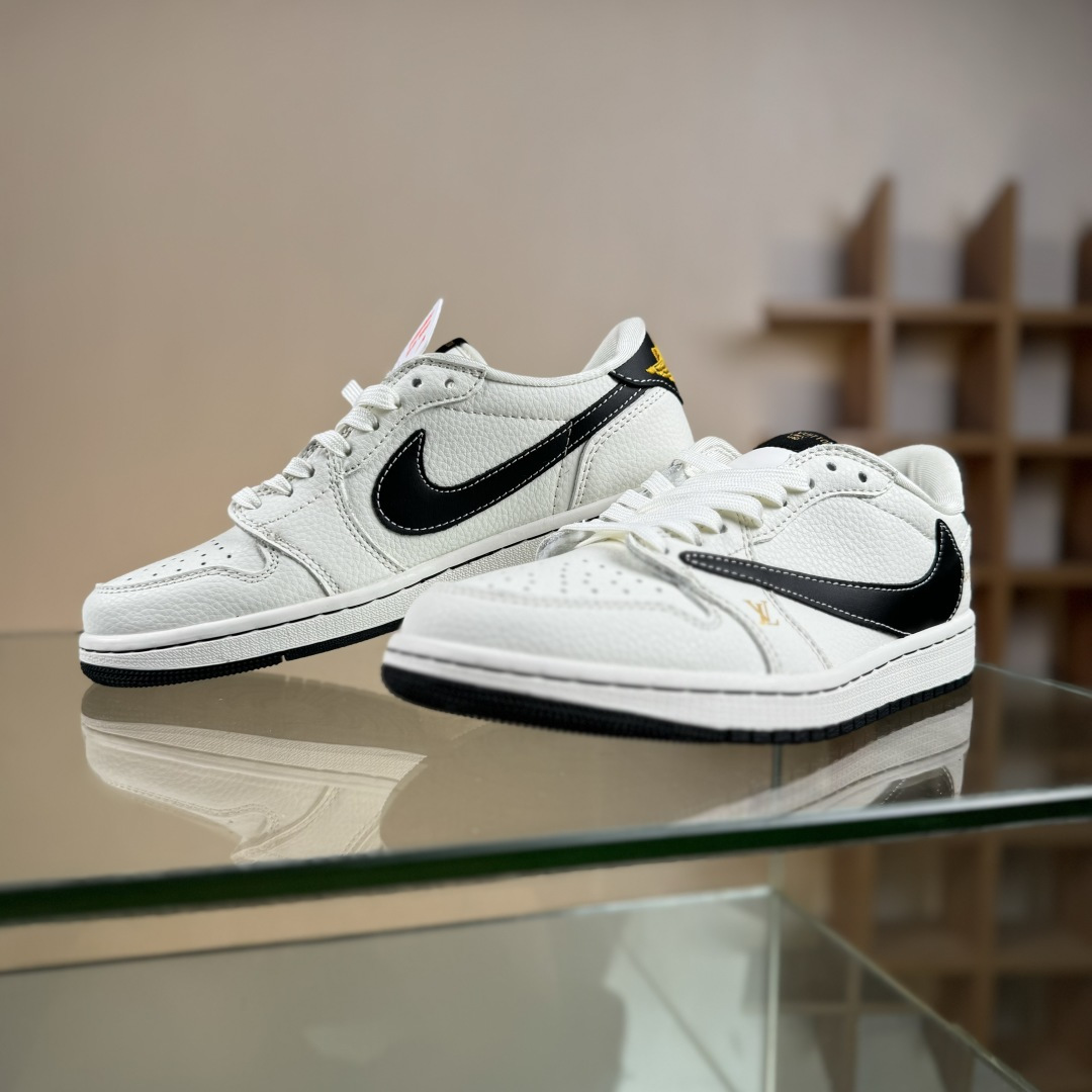 Travis Scott x Fragment Design x Air Jordan 1 Low OG SP AJ1 乔1 LV联名 米黑金标 低帮文化休闲板鞋 JW1188-144