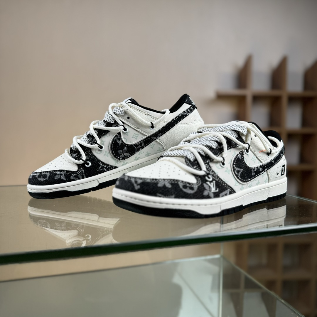 Nike SB Dunk Low LV联名 黑花抽绳 周年高端定制 低帮休闲板鞋 YX5066-385