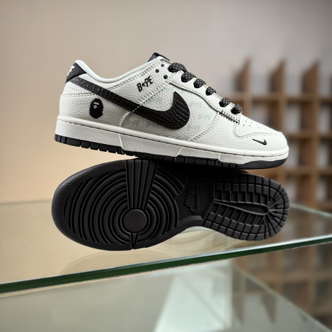 Nike SB Dunk Low Bape联名 鳞纹米棕勾 高端定制 低帮休闲板鞋 QW5836-016
