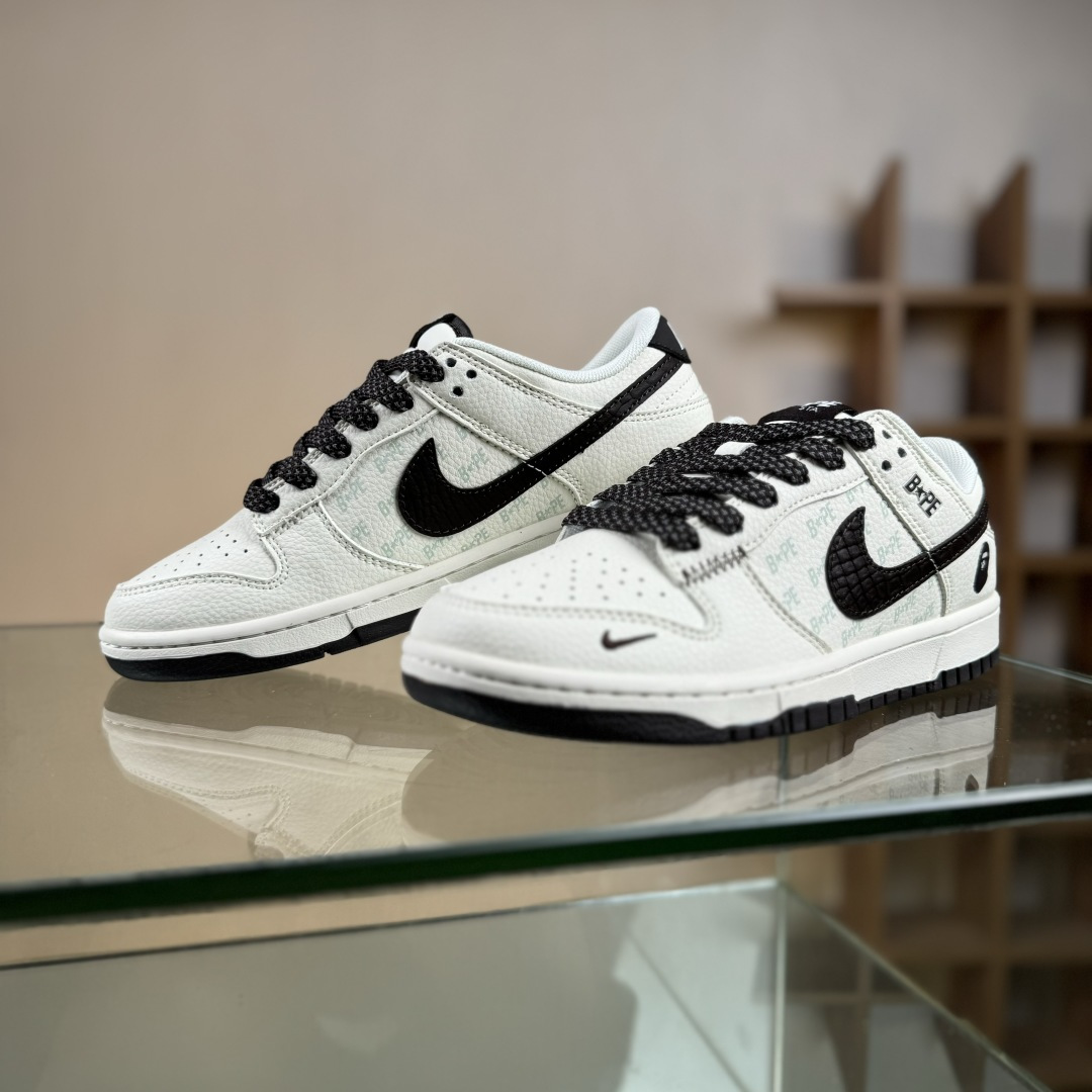 Nike SB Dunk Low Bape联名 鳞纹米棕勾 高端定制 低帮休闲板鞋 QW5836-016