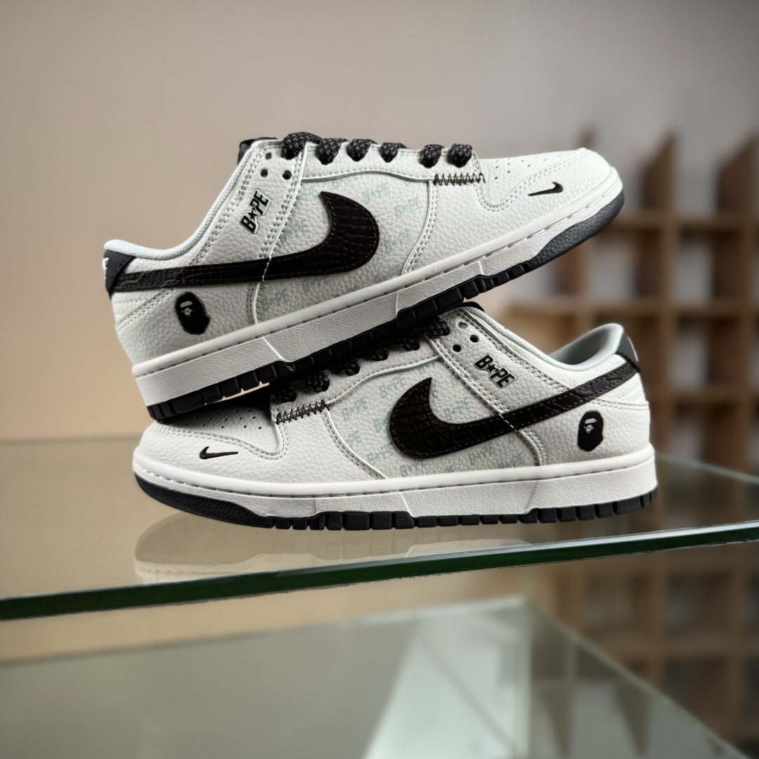 Nike SB Dunk Low Bape联名 鳞纹米棕勾 高端定制 低帮休闲板鞋 QW5836-016