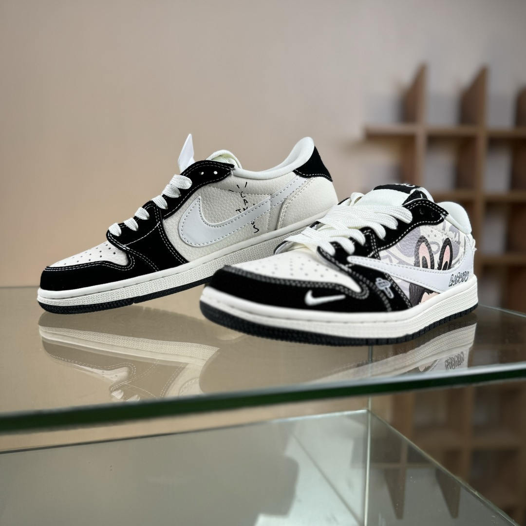 Travis Scott x Nike Air Jordan 1 Low x LABUBU Air Jordan 1 Low 反转黑白小勾拉布布倒钩 DX1888-096