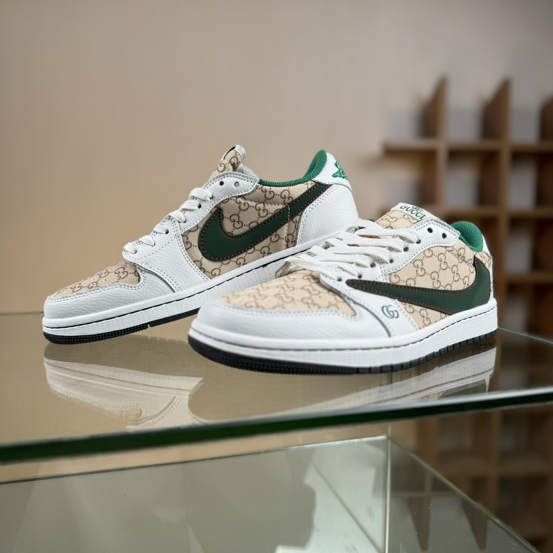 Travis Scott x Nike Air Jordan 1 Low x GUCCI Air Jordan 1 Low 反转白棕绿倒钩 DZ5899-003