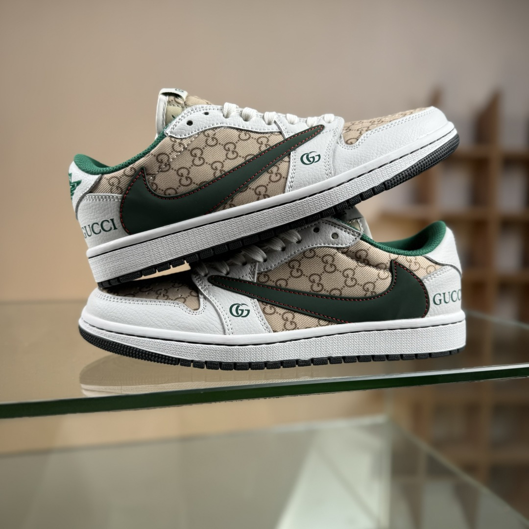 Travis Scott x Nike Air Jordan 1 Low x GUCCI Air Jordan 1 Low 反转白棕绿倒钩 DZ5899-003