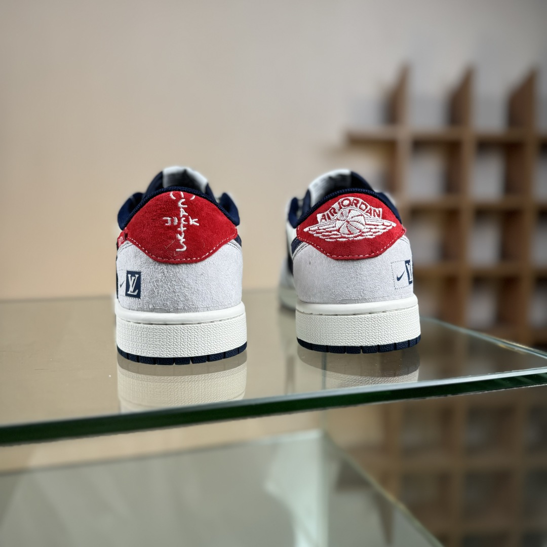 Travis Scott x Fragment Design x Air Jordan 1 Low OG SP AJ1 乔1 LV联名 猪八蓝勾织标 低帮文化休闲板鞋 CX5050-Y15