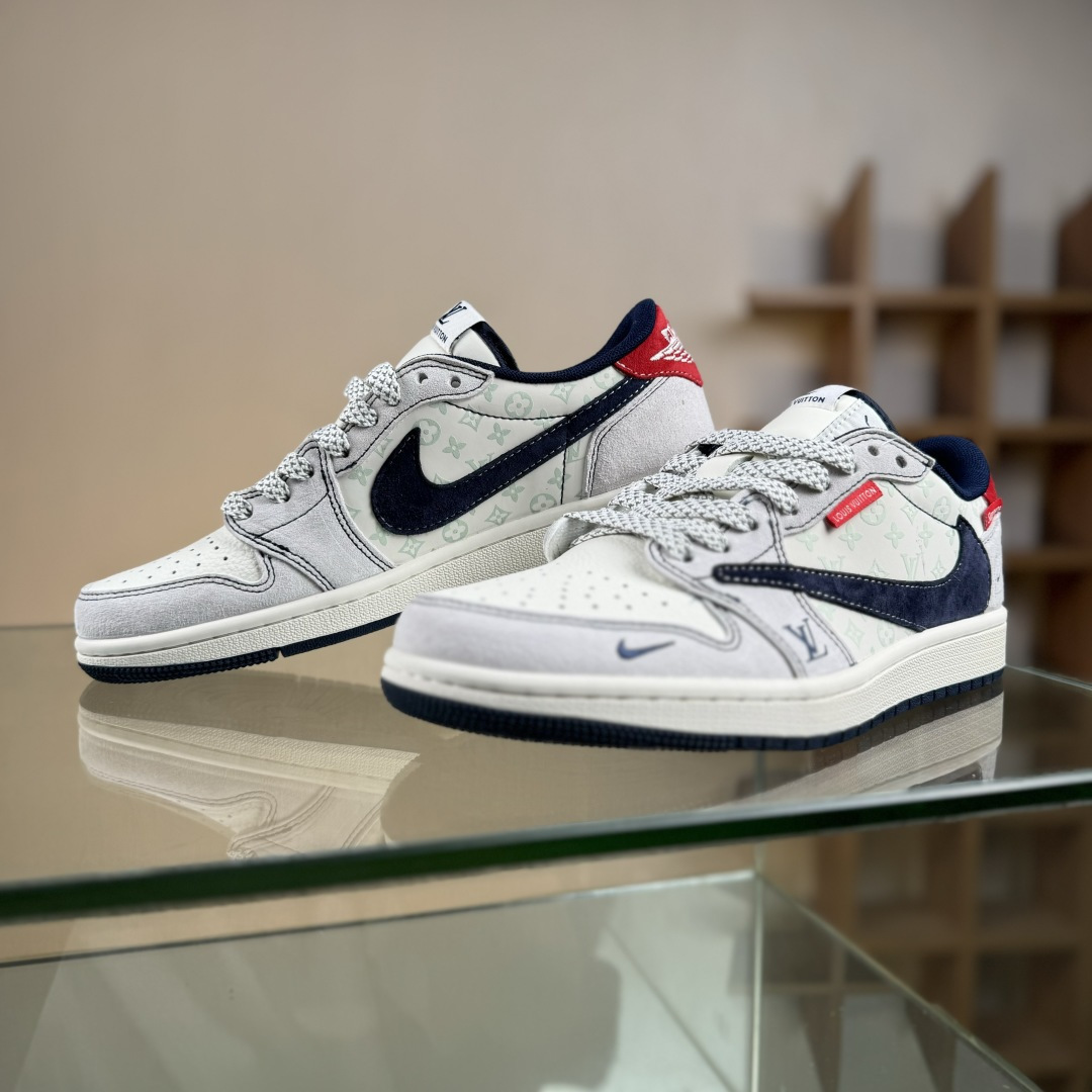 Travis Scott x Fragment Design x Air Jordan 1 Low OG SP AJ1 乔1 LV联名 猪八蓝勾织标 低帮文化休闲板鞋 CX5050-Y15