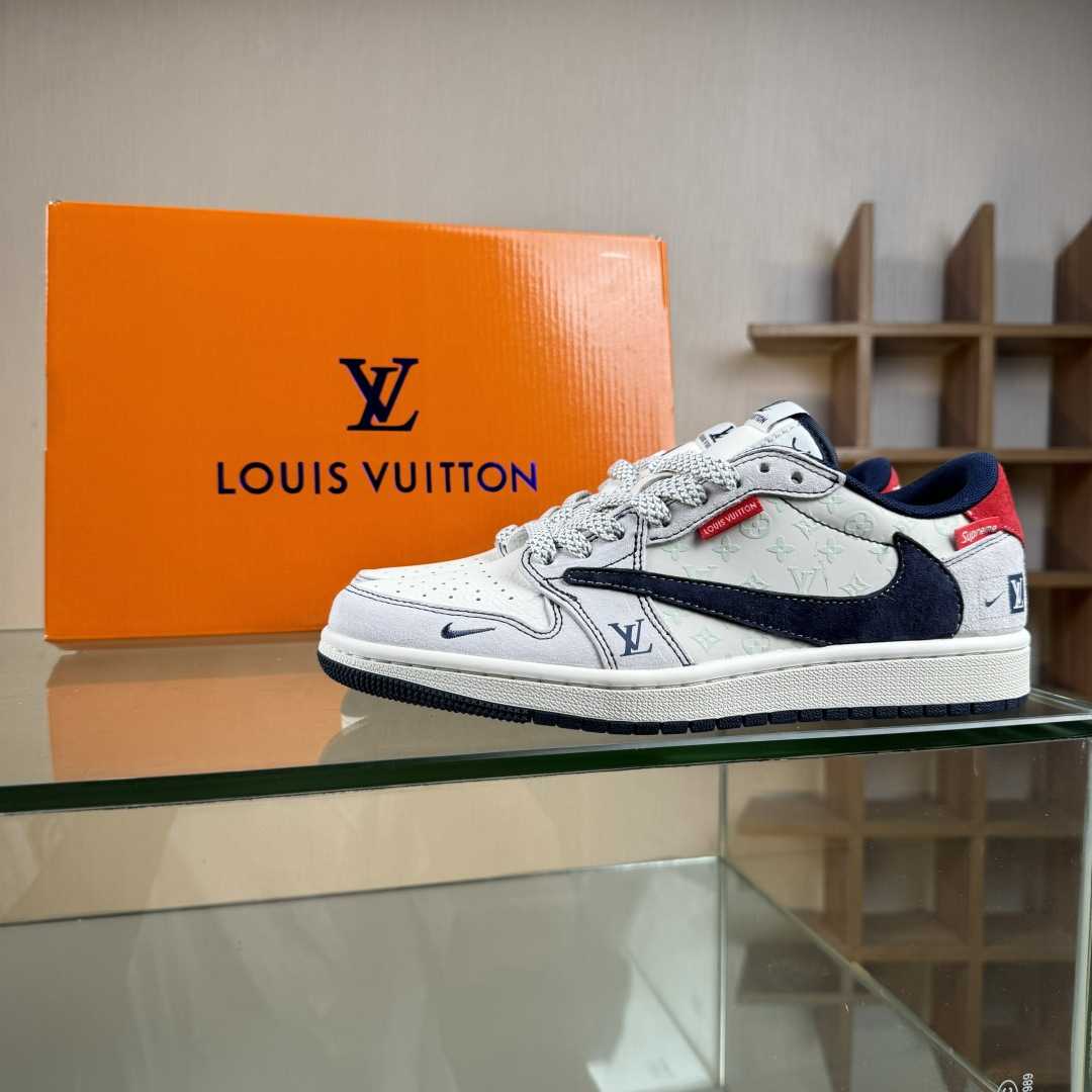 Travis Scott x Fragment Design x Air Jordan 1 Low OG SP AJ1 乔1 LV联名 猪八蓝勾织标 低帮文化休闲板鞋 CX5050-Y15