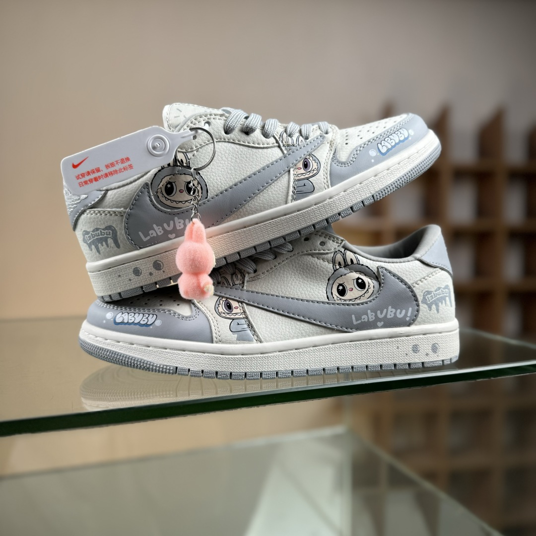 Nike Air Jordan 1 x Travis Scott AJ1倒勾 乔一倒钩 ‘DIY’定制 耐克 低帮文化篮球鞋 JW1188-163